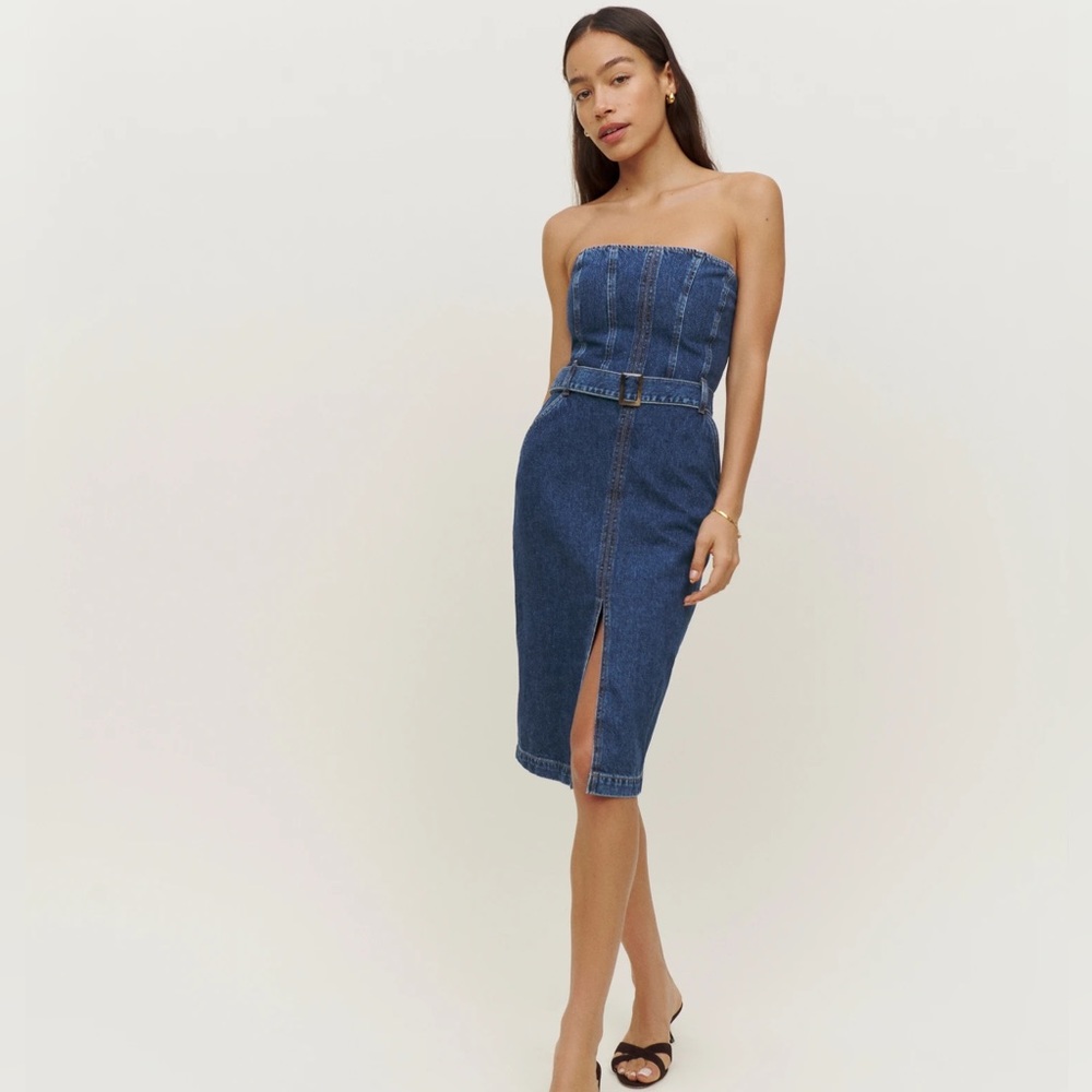 Reformation Milly Strapless Denim Dress